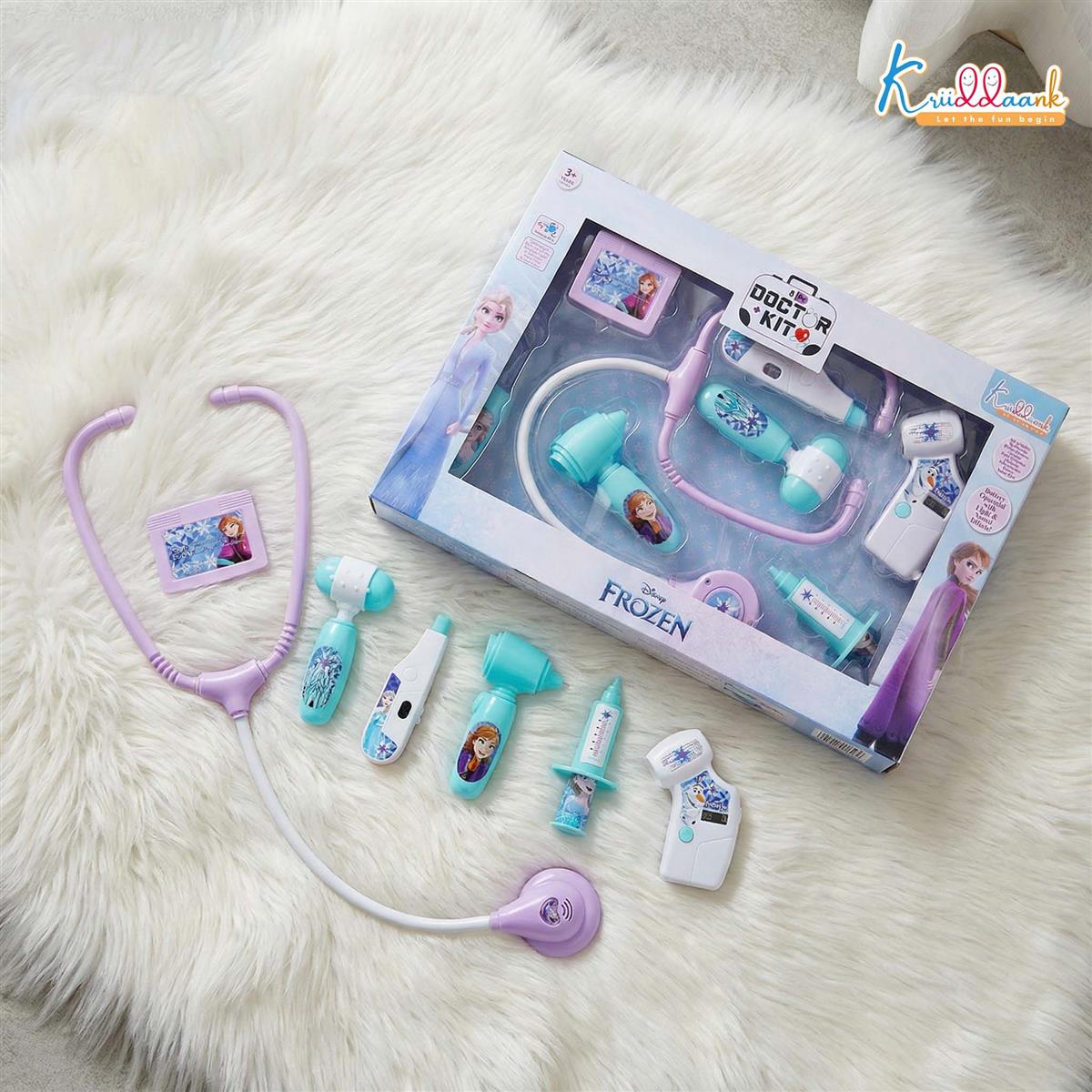 Disney Frozen Doctor Kit for Kids - 8-Piece Battery Operated Medical Play Set with Lights & Sounds, Includes Electronic Stethoscope & Accessories - Fun Pretend Play Toy for Ages 3+ (Turkish Blue)
