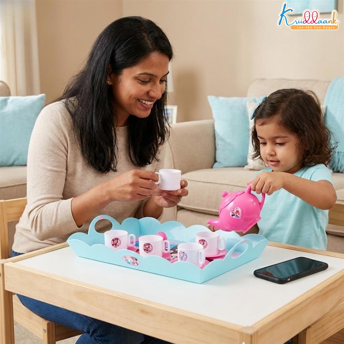 Minnie Tea Playset for Kids Aged 3+ | 12-Piece Pretend Play Tea Party Set with Electronic Kettle, Boiling Sounds & Lights | Safe & Non-Toxic Educational Kitchen Toy Gift for Toddlers