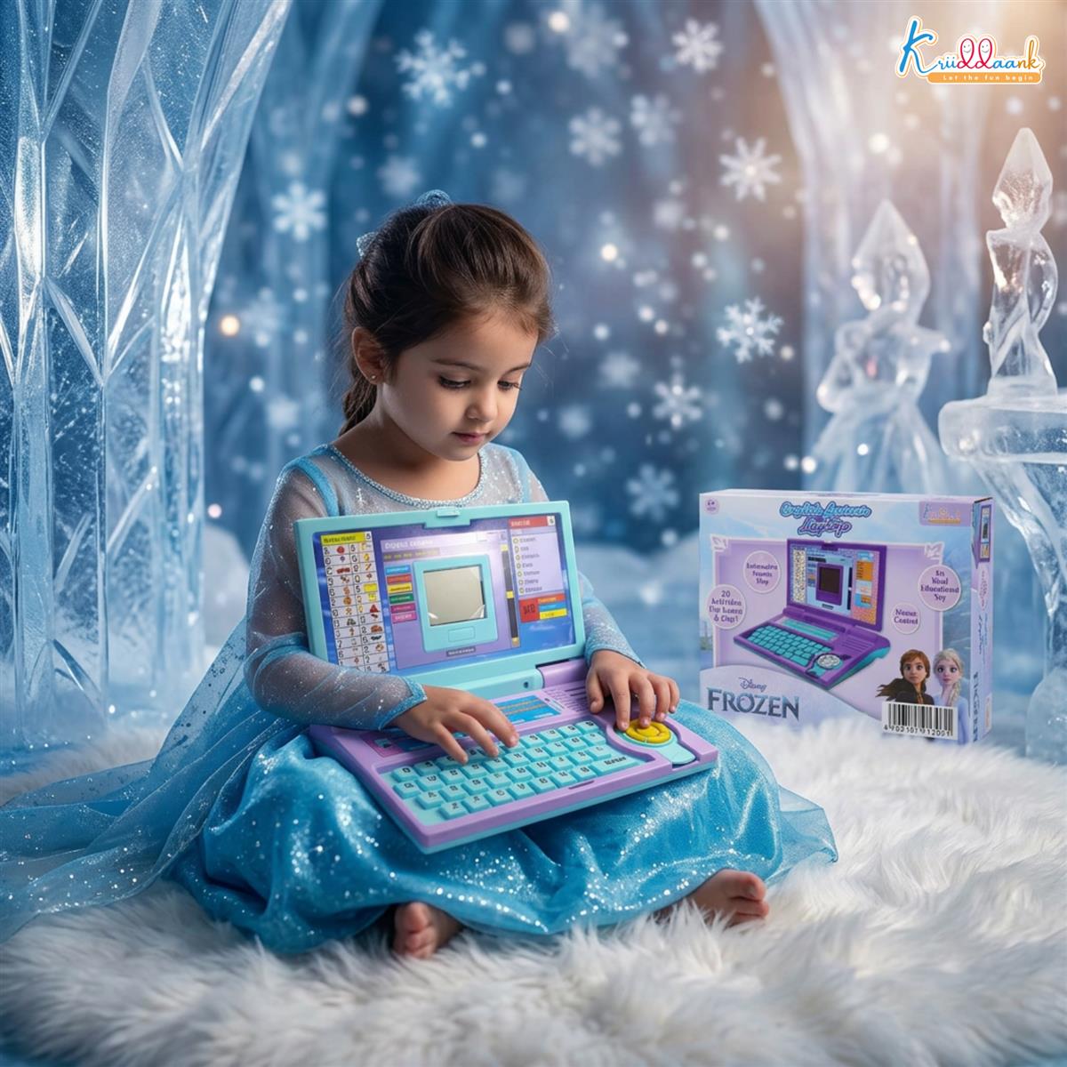Frozen Educational Laptop for Kids - Interactive Learning Toy for Girls Age 3+ with 20 Activities, Mouse Control, Learn Alphabet, Numbers, Words, Games, Music & Logic - Turquoise Blue