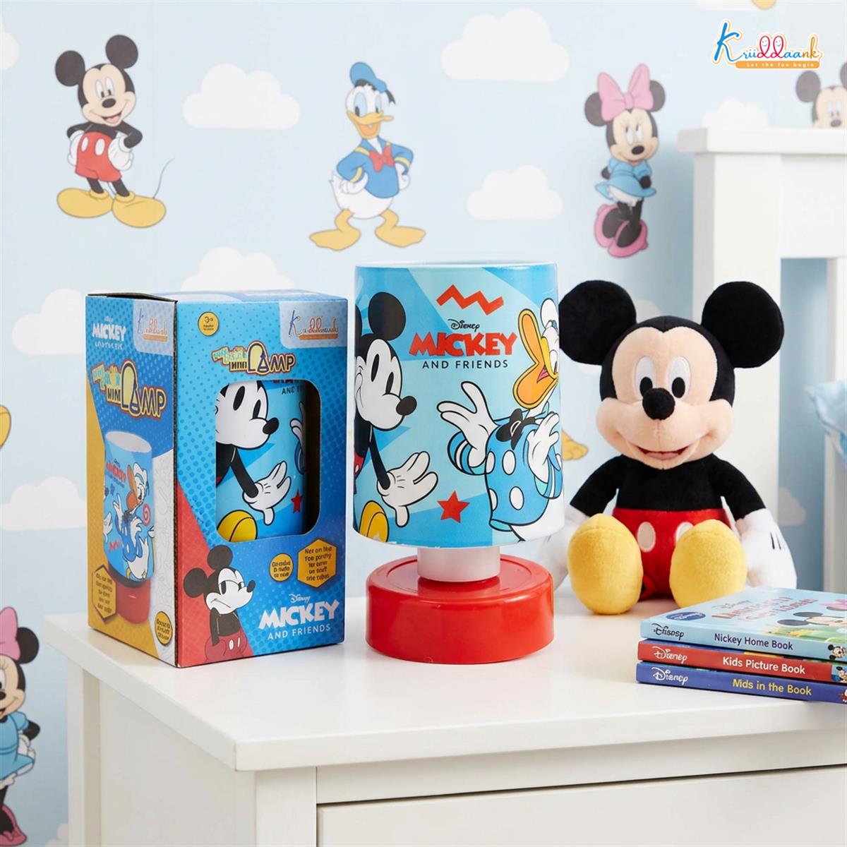 Kriiddaank Mickey Mouse Themed Table Lamp - Battery Operated LED Night Light for Kids Bedroom, Push Top Glow Lamp, Portable Bedside Decor & Disney Collectible Gift for Boys and Girls, 3+ Years