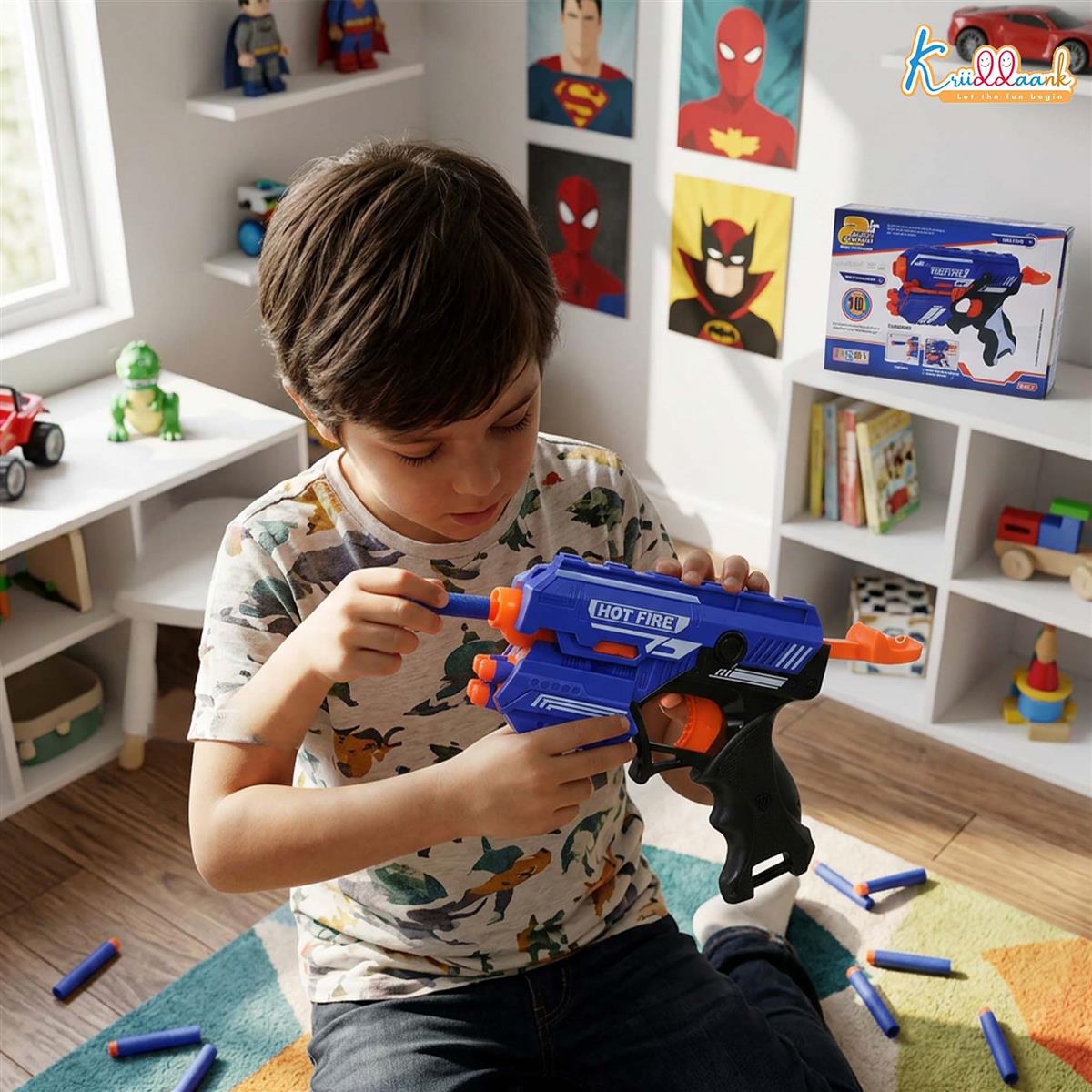 Blaze Storm Blaster Gun Toy for Kids - Soft Bullet Foam Dart Blaster with 10 EVA Bullets, Manual Single Shot Shooting Toy for Boys 3+ Years, Safe & Fun Action Playset, Multicolor