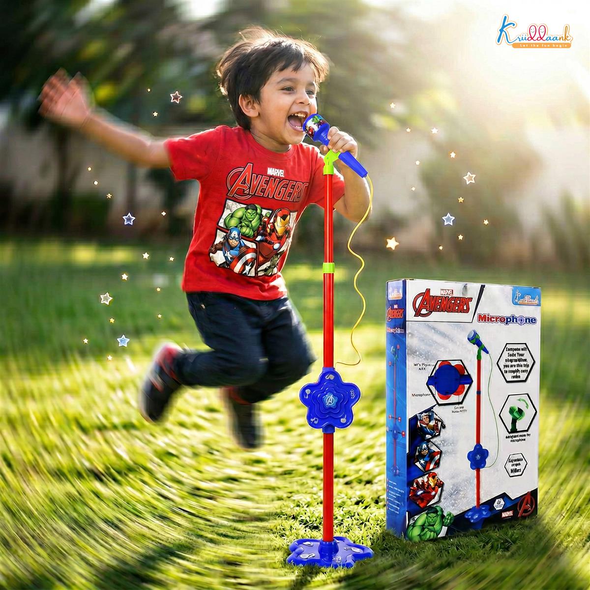 Marvel Avengers Karaoke Microphone with Adjustable Stand for Kids - Featuring Iron Man, Spider-Man & Black Panther - Bluetooth & USB Singing Toy - Musical Gift for Boys & Girls Ages 3+