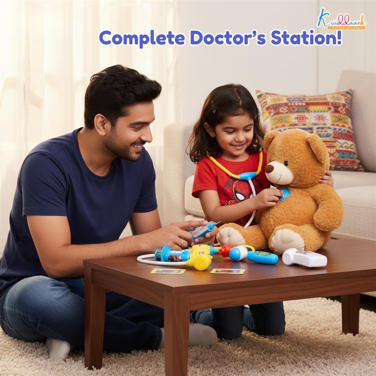 Marvel Avengers Doctor Kit with Polybag - 8 Piece Pretend Play Medical Set for Kids 3+ with Lights & Sounds, Interactive Stethoscope Superhero Toys, Fun Educational Roleplay Gift