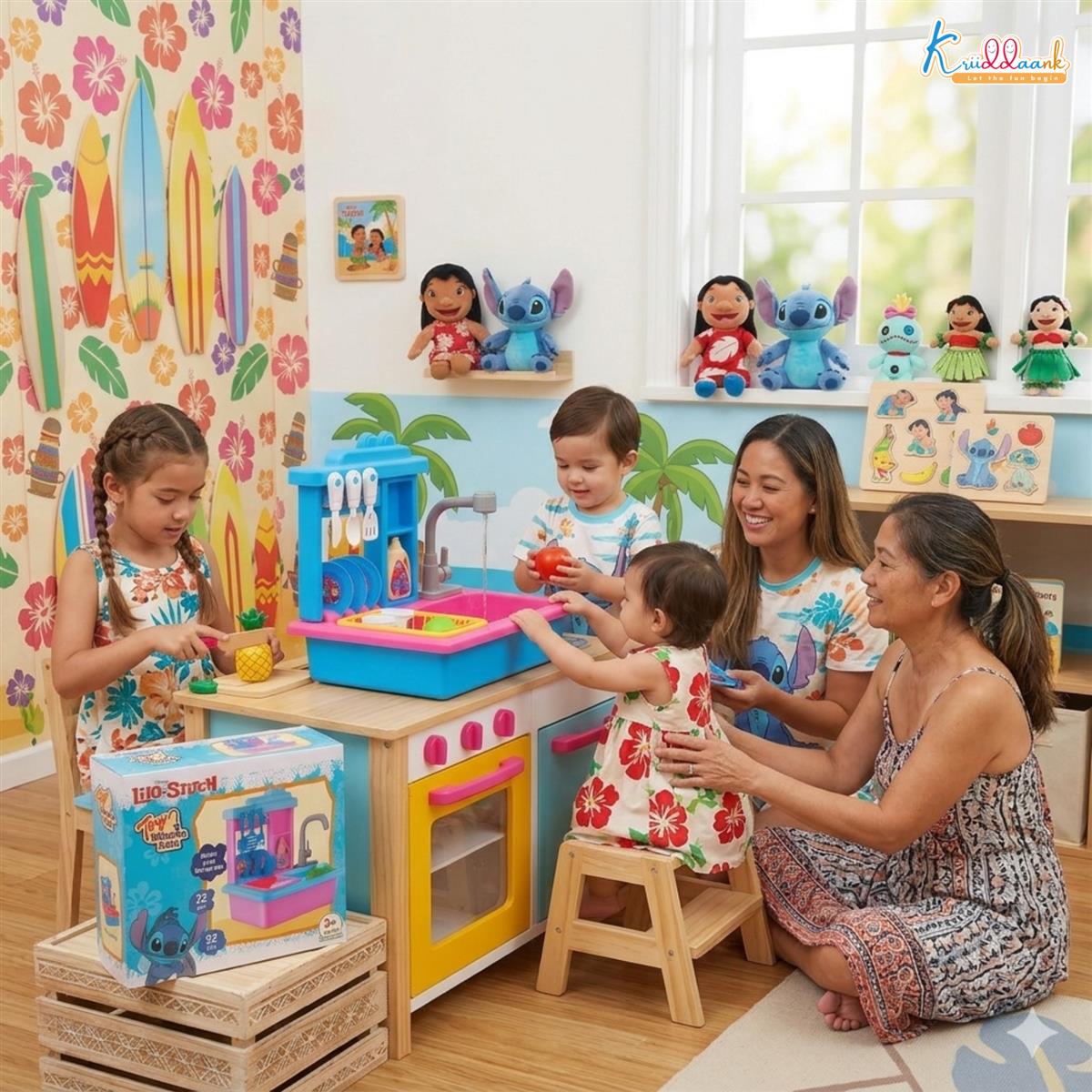 Stitch Toy Kitchen Sink Playset with Electric Faucet & Running Water - 22 Pcs Pretend Play Dish Washing Set for Kids, Kitchen Accessories, Realistic Role Play Toy for Boys & Girls 3+ Years