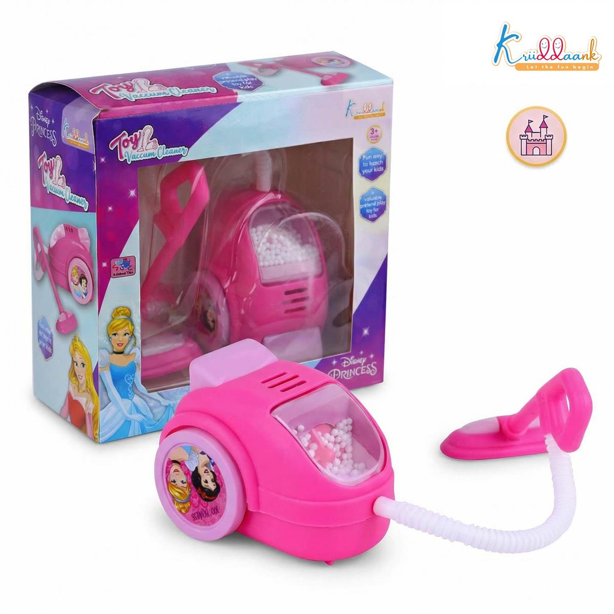 Disney Princess Toy Vacuum Cleaner for Kids - Educational Pretend Play Cleaning Set with Lights, Battery Operated Housekeeping Toy for Toddlers and Girls Age 3+, Pink