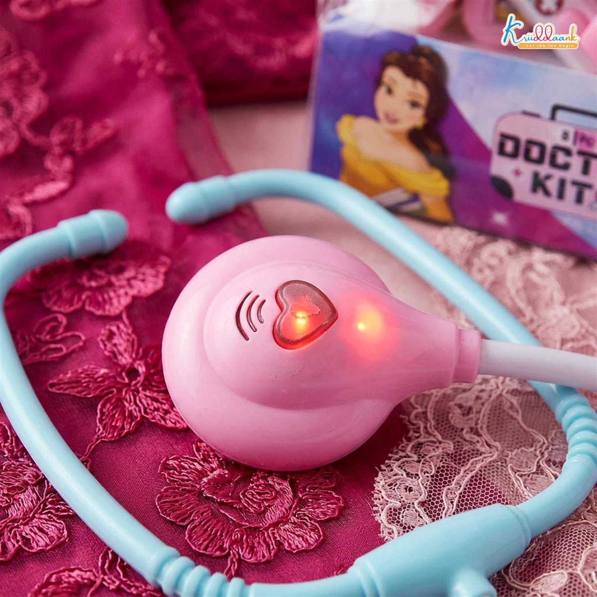 Disney Princess Theme Doctor Kit - 8-Piece Medical Playset for Kids with Realistic Lights & Heartbeat Sounds - Educational Pretend Play Toy for Girls Aged 3+ Years