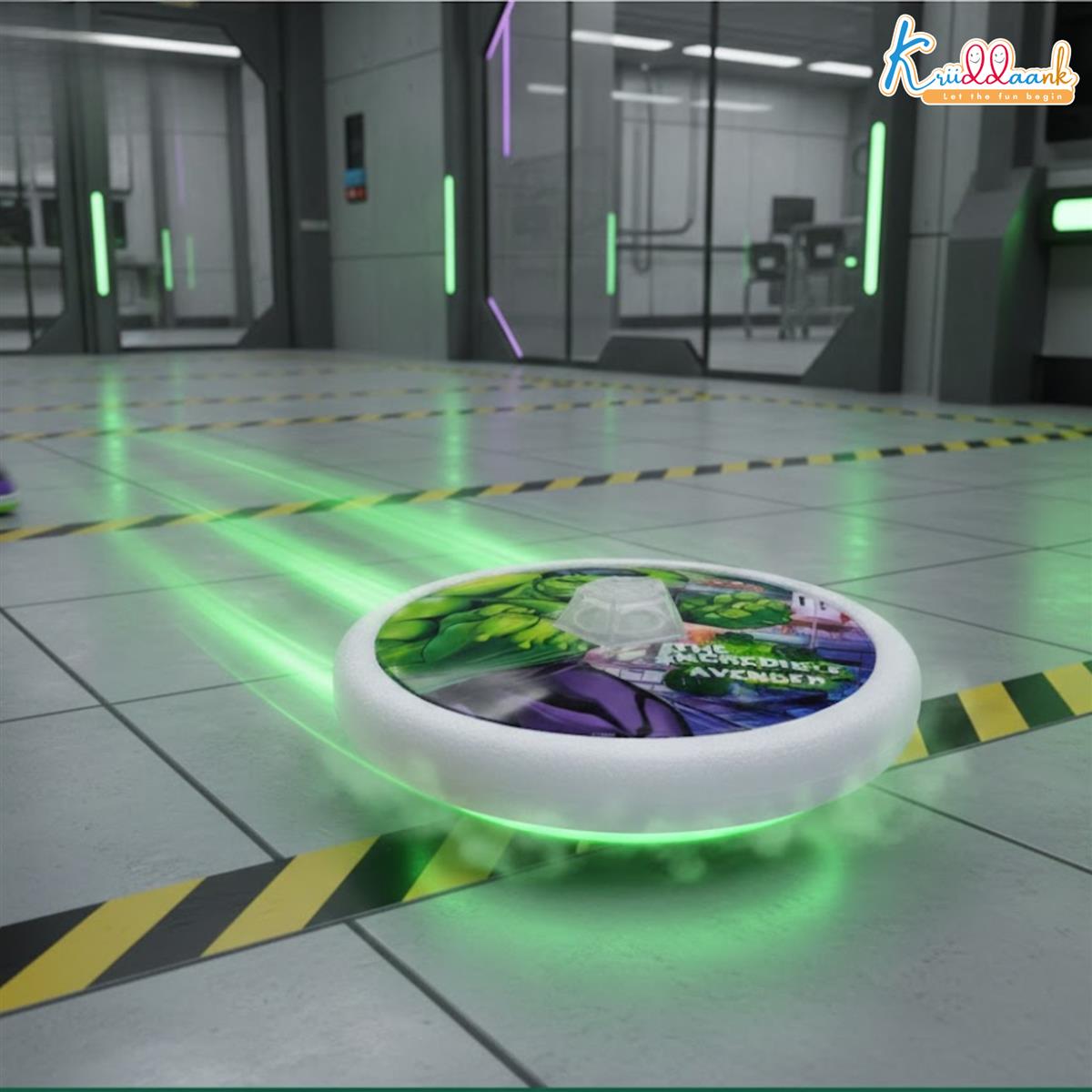 Marvel Hulk Theme Hover Soccer Ball for Kids - Air Power Football with LED Lights & Foam Bumpers - Indoor Disney Sports Toy for Boys & Girls - Safe, Interactive Superhero Play (Age 3-12)