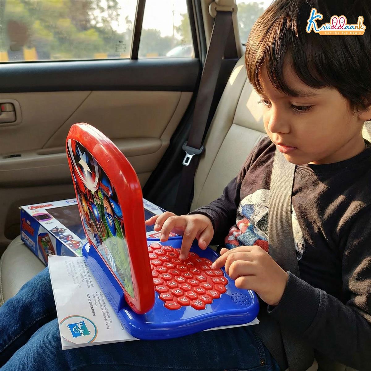 Marvel Avengers Theme Educational Laptop for Kids - Interactive Pre-School Learning Toy with Screen, Music, Alphabet & Number Keys - Fun Educational Gift for Boys & Girls 3+ Years (Red & Blue)