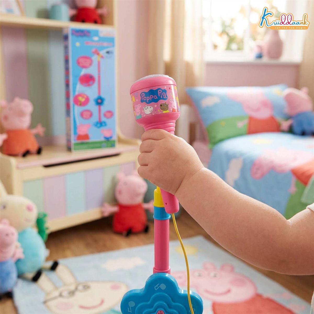 Hasbro Peppa Pig Portable Wireless Karaoke Microphone with Adjustable Stand for Kids - Bluetooth Singing Toy with Echo Control & Voice Amp, Height up to 106cm, Pink Musical Gift for Ages 3+