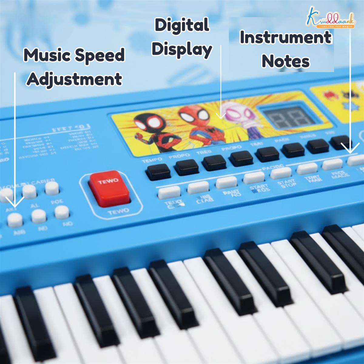 Spiderman Keyboard Piano for Kids - 61 Key Portable Digital Organ with Microphone, USB Power & Digital Screen - 17 Instrument Sounds & 10 Rhythms - Educational Musical Gift for Boys 3+ Years
