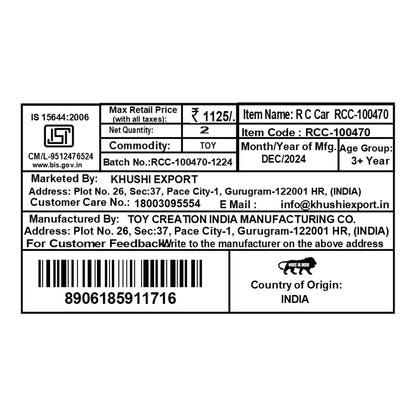 Kriiddaank RCCarRCC-100470RC Racing Car for KidsCool Remote Control Car with LED LightsHigh-Speed Remote Control CarBest RC Car for Kids & AdultsElectric RC Car with Turbo Speed